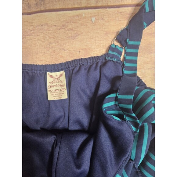 Faded Glory Maxi Dress Plus Size 2X Blue Striped - Picture 3 of 8